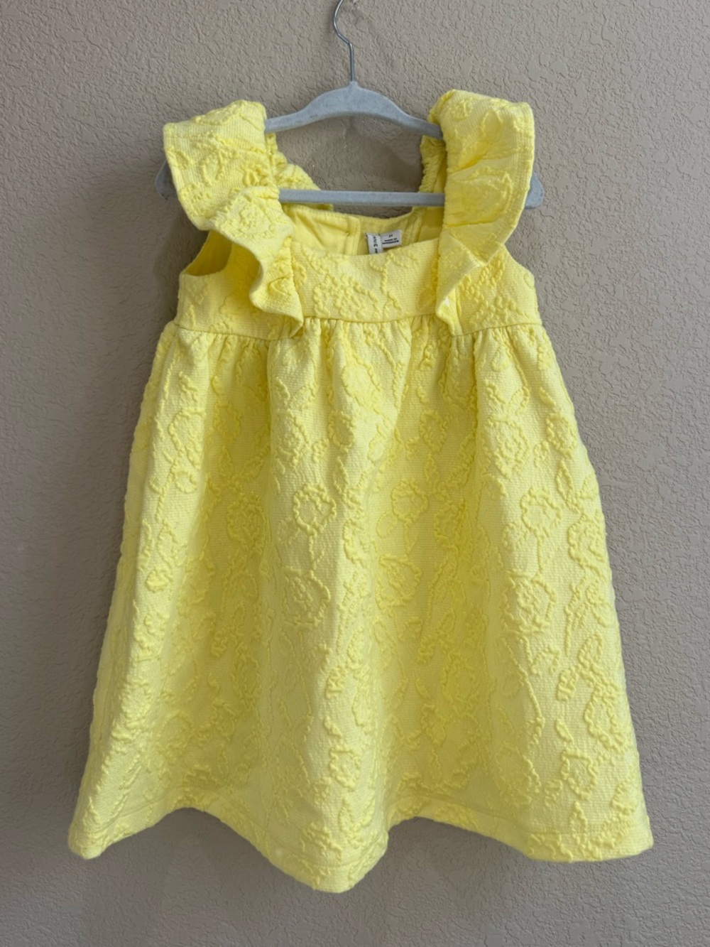 NWOT Janie and Jack girls Yellow Knit Jacquard Floral Dress